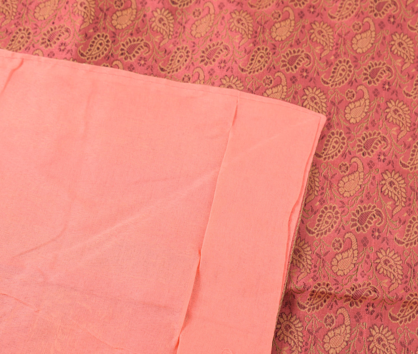 Traditional Banarasi Diwan Set Dark Peach Silk with Zari Brocade Cushion Bolster