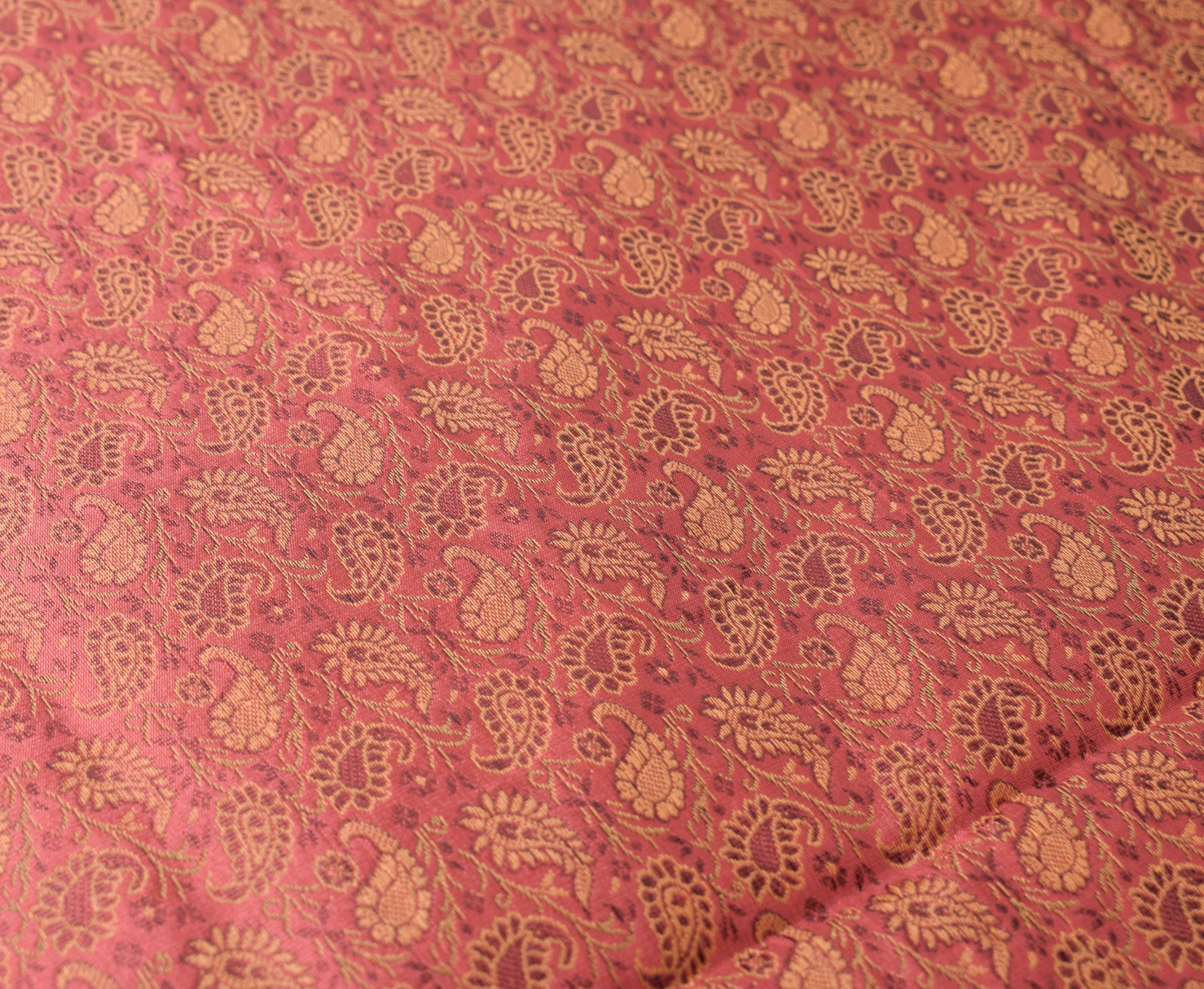 Traditional Banarasi Diwan Set Dark Peach Silk with Zari Brocade Cushion Bolster