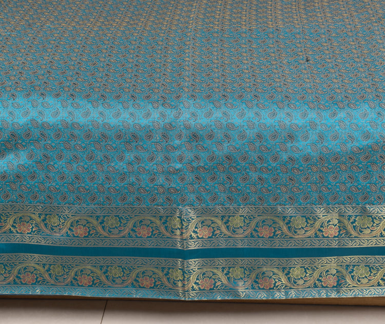 Turquoise Blue Banarasi Diwan Set – Silk Zari Brocade Cushion & Bolster Covers