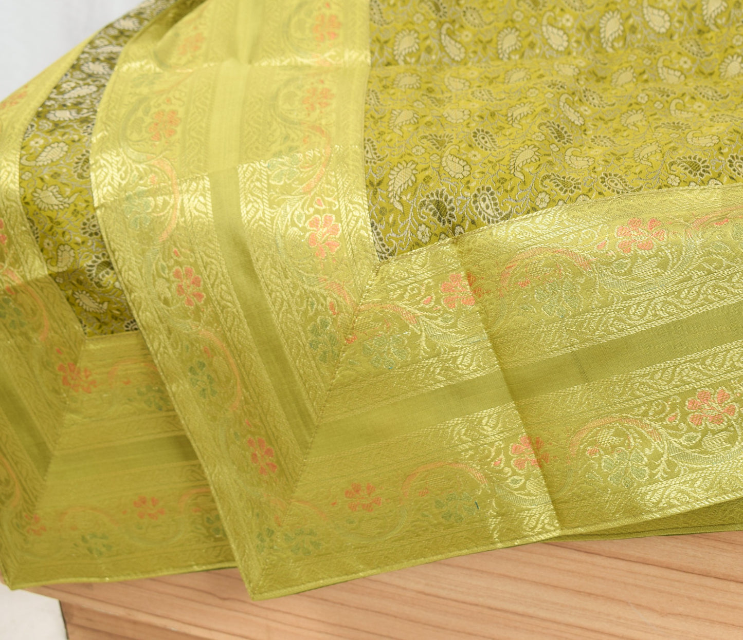 Elegant Green Banarasi Diwan Set Silk Woven Zari Brocade Cushion & Bolster Cover