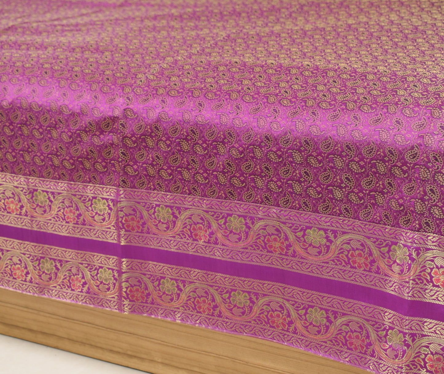 Purple Banarasi Diwan Set – Rich Silk Woven Zari Brocade Cushion & Bolster Cover