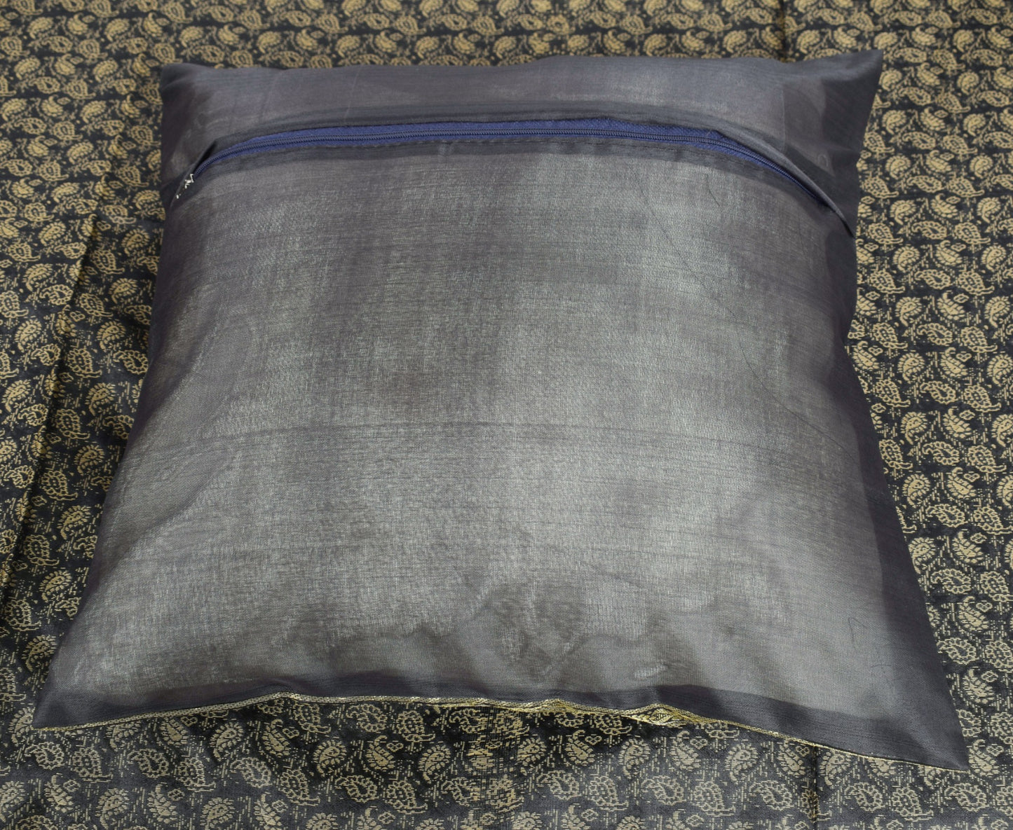 Black Banarasi Diwan Set – Rich Silk Woven Zari Brocade Cushion & Bolster Cover