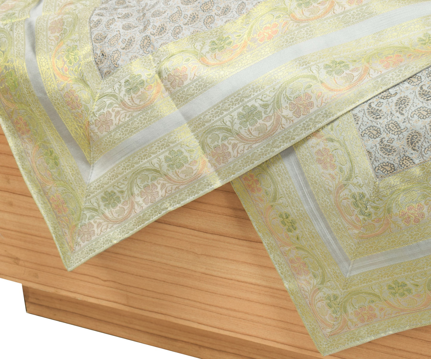 Gray Grace – Banarasi Silk Zari Brocade Diwan Set with Cushions & Bolster Cover