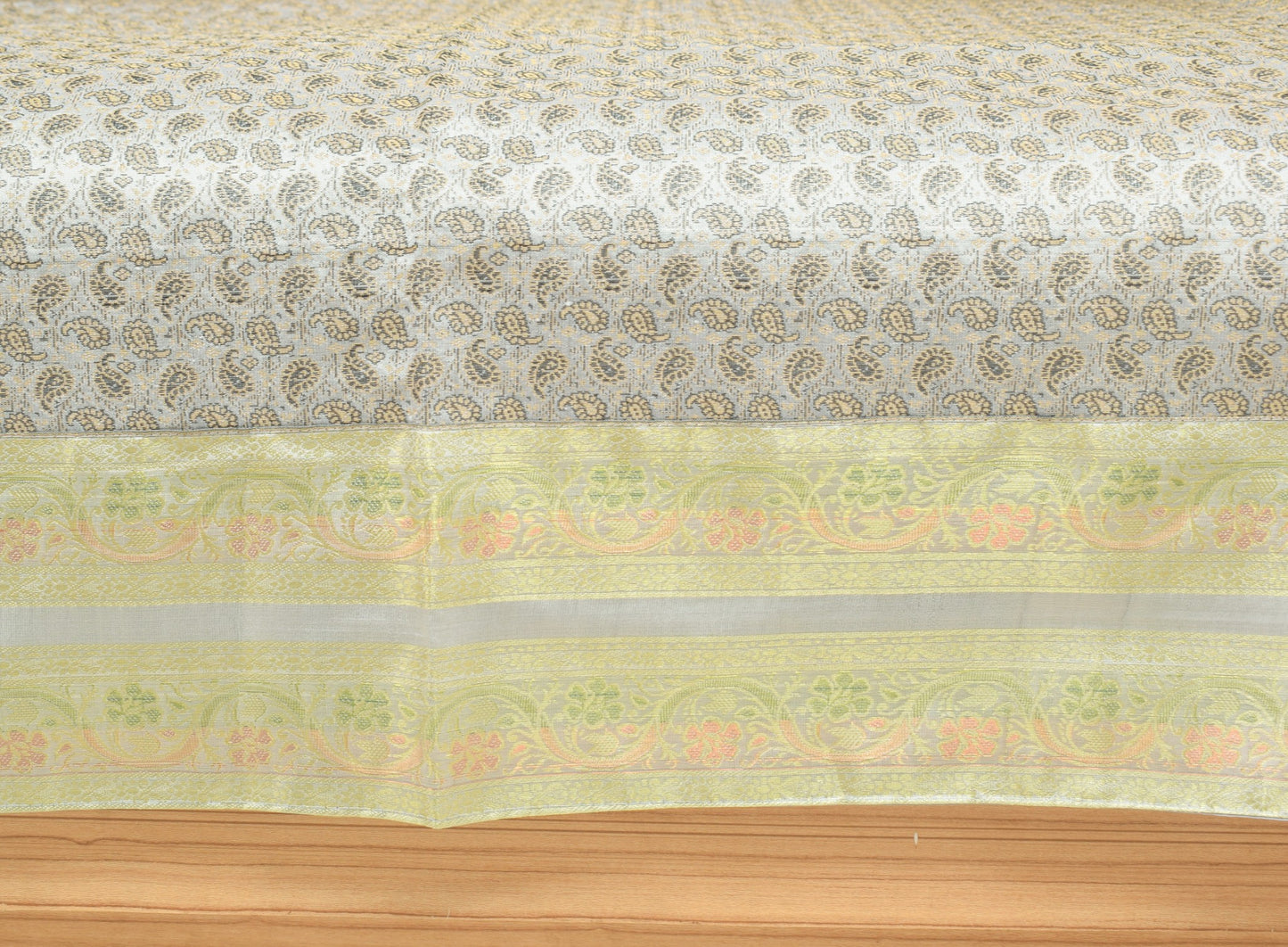 Gray Grace – Banarasi Silk Zari Brocade Diwan Set with Cushions & Bolster Cover