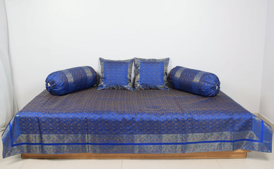 Ethnic Blue Banarasi Diwan Set – Featuring Silk Fabric & Intricate Zari Brocade