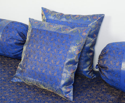 Ethnic Blue Banarasi Diwan Set – Featuring Silk Fabric & Intricate Zari Brocade