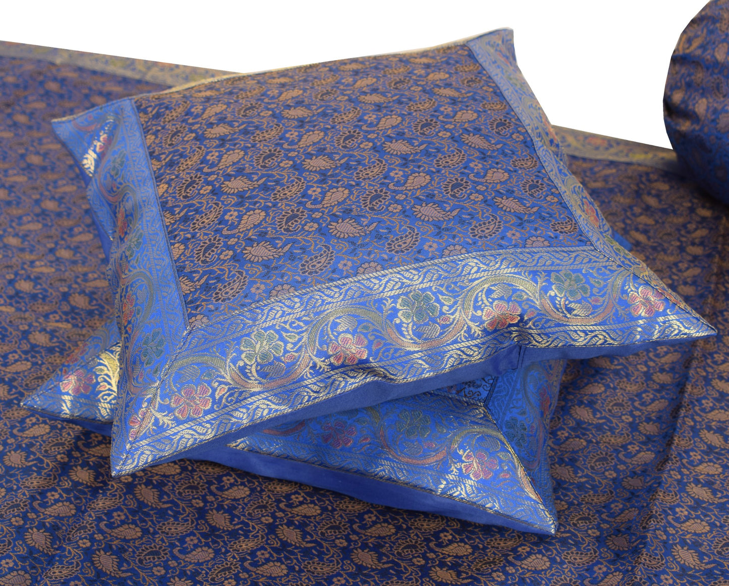 Ethnic Blue Banarasi Diwan Set – Featuring Silk Fabric & Intricate Zari Brocade