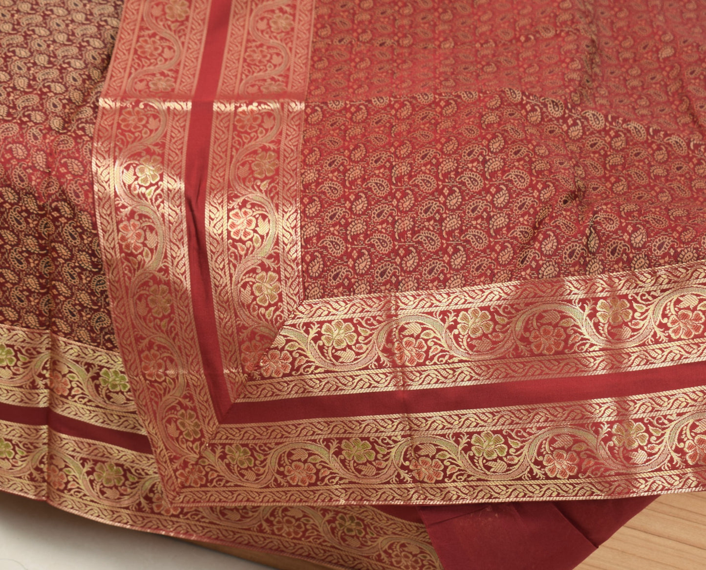 Banarasi Ethnic Maroon Diwan Set Cushion & Bolster Cover Silk Woven Zari Brocade