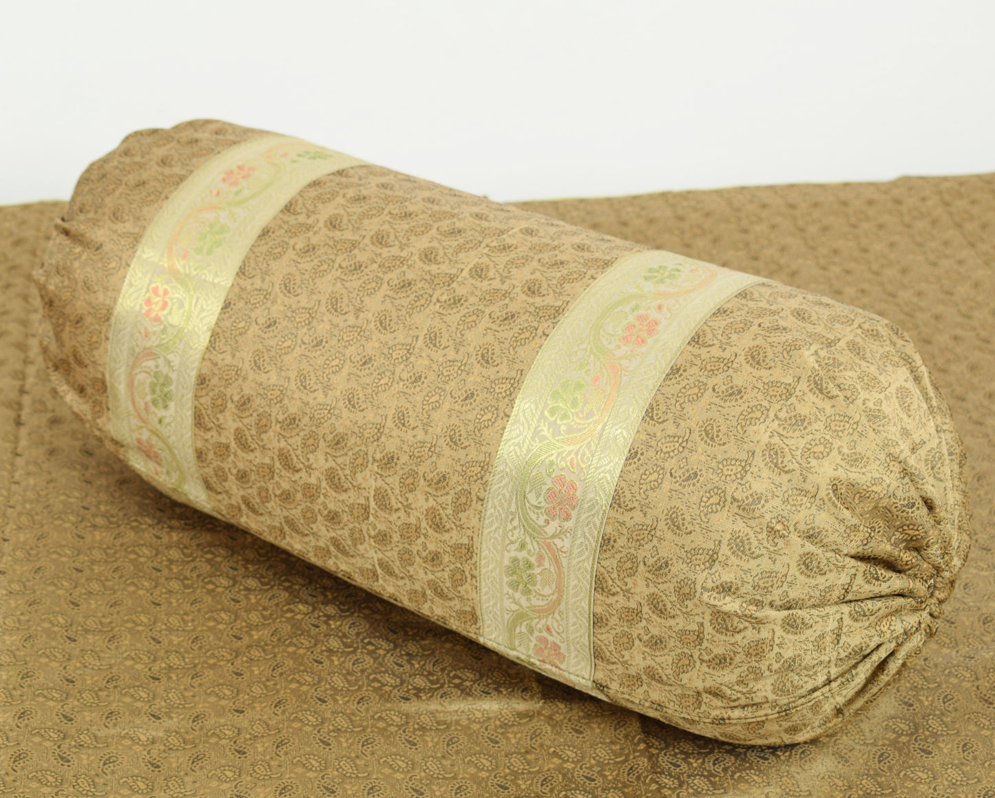 Rich Brown Banarasi Diwan Set – Silk Woven Zari Brocade Cushion & Bolster Cover