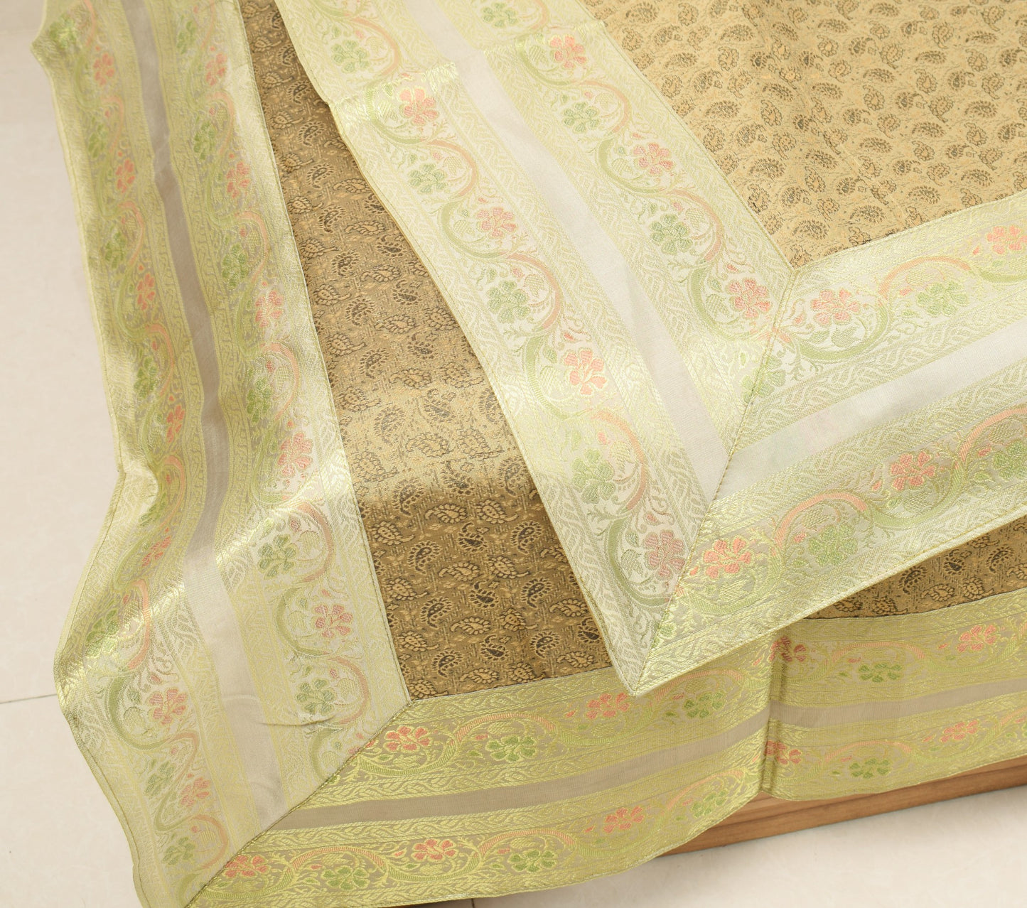 Rich Brown Banarasi Diwan Set – Silk Woven Zari Brocade Cushion & Bolster Cover