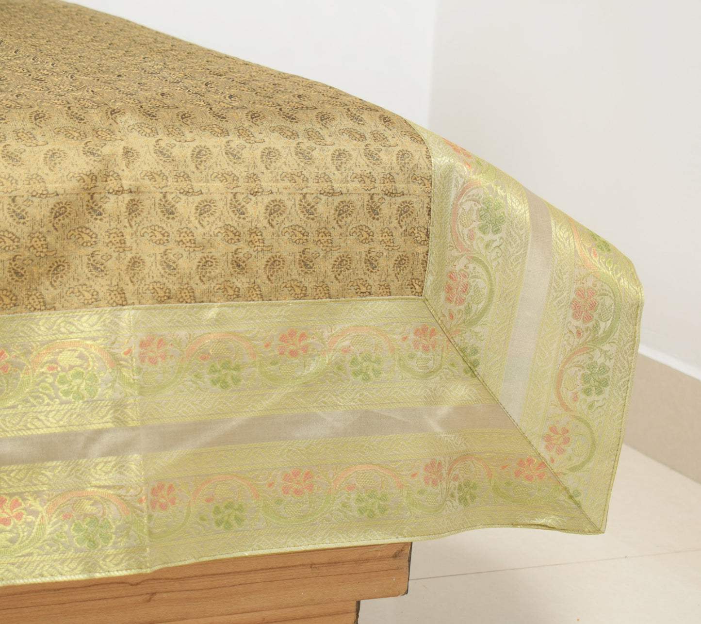Rich Brown Banarasi Diwan Set – Silk Woven Zari Brocade Cushion & Bolster Cover