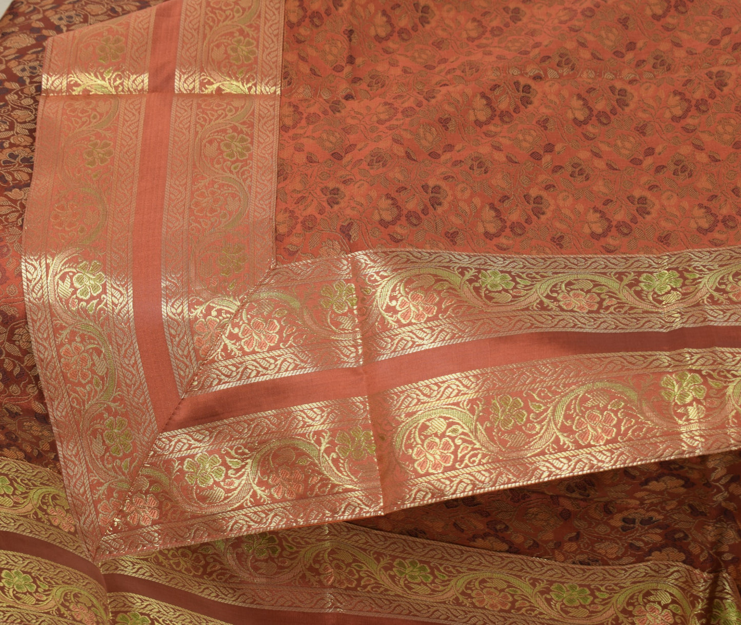 Banarasi Ethnic Diwan Set Brown Silk Woven Zari Brocade Cushion & Bolster Cover