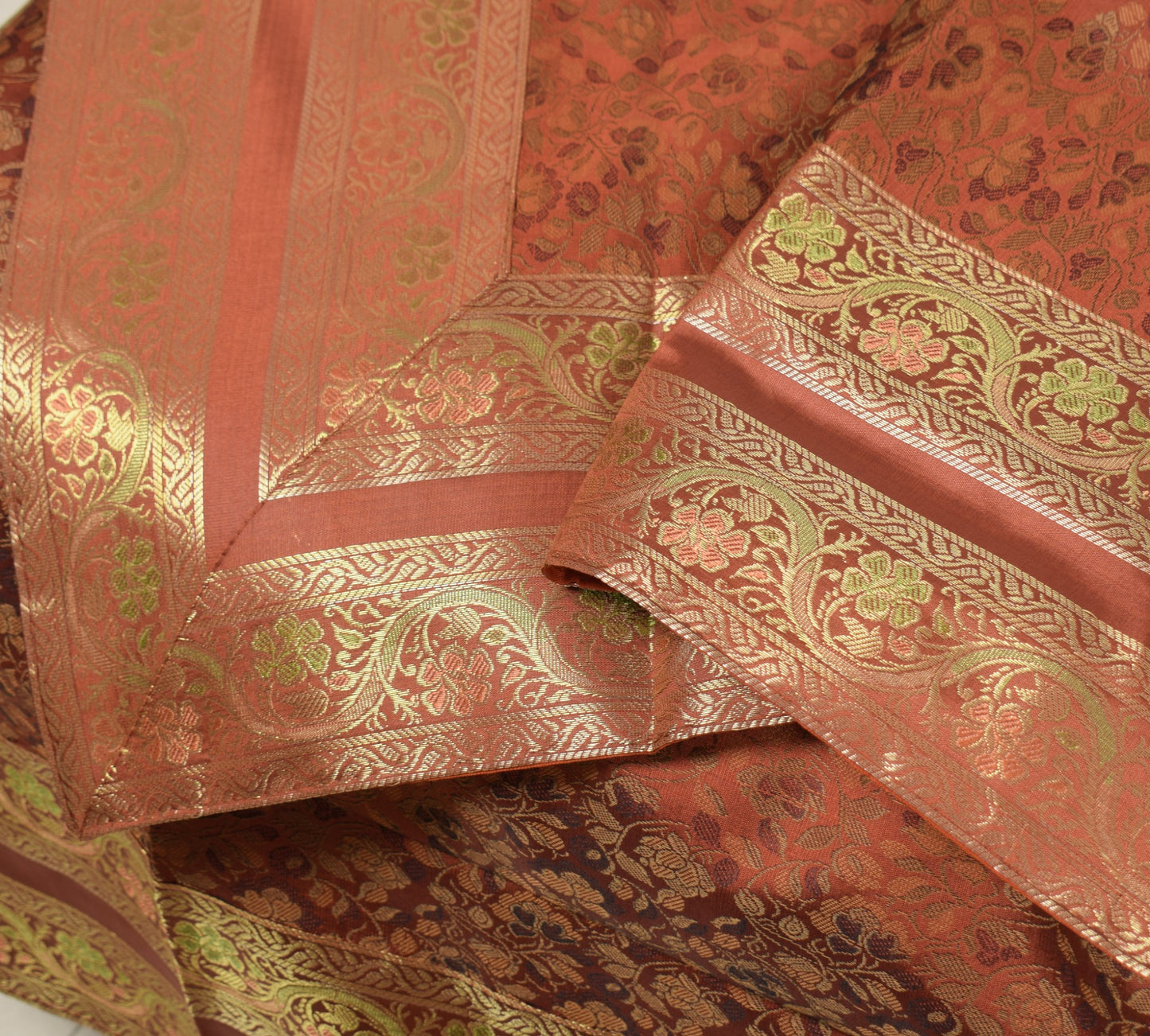 Banarasi Ethnic Diwan Set Brown Silk Woven Zari Brocade Cushion & Bolster Cover