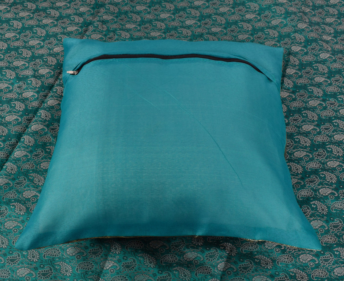 Teal Green – Banarasi Diwan Set Silk & Zari Brocade Cushion and Bolster Cover