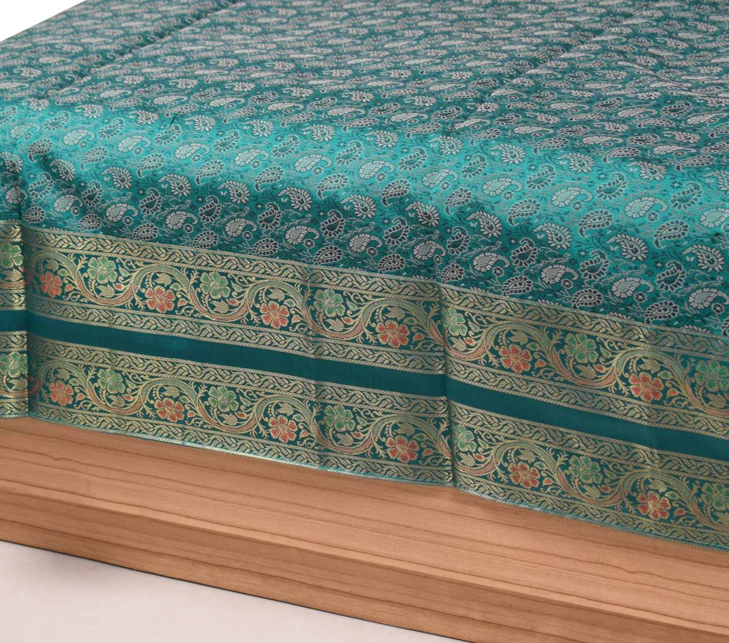 Teal Green – Banarasi Diwan Set Silk & Zari Brocade Cushion and Bolster Cover