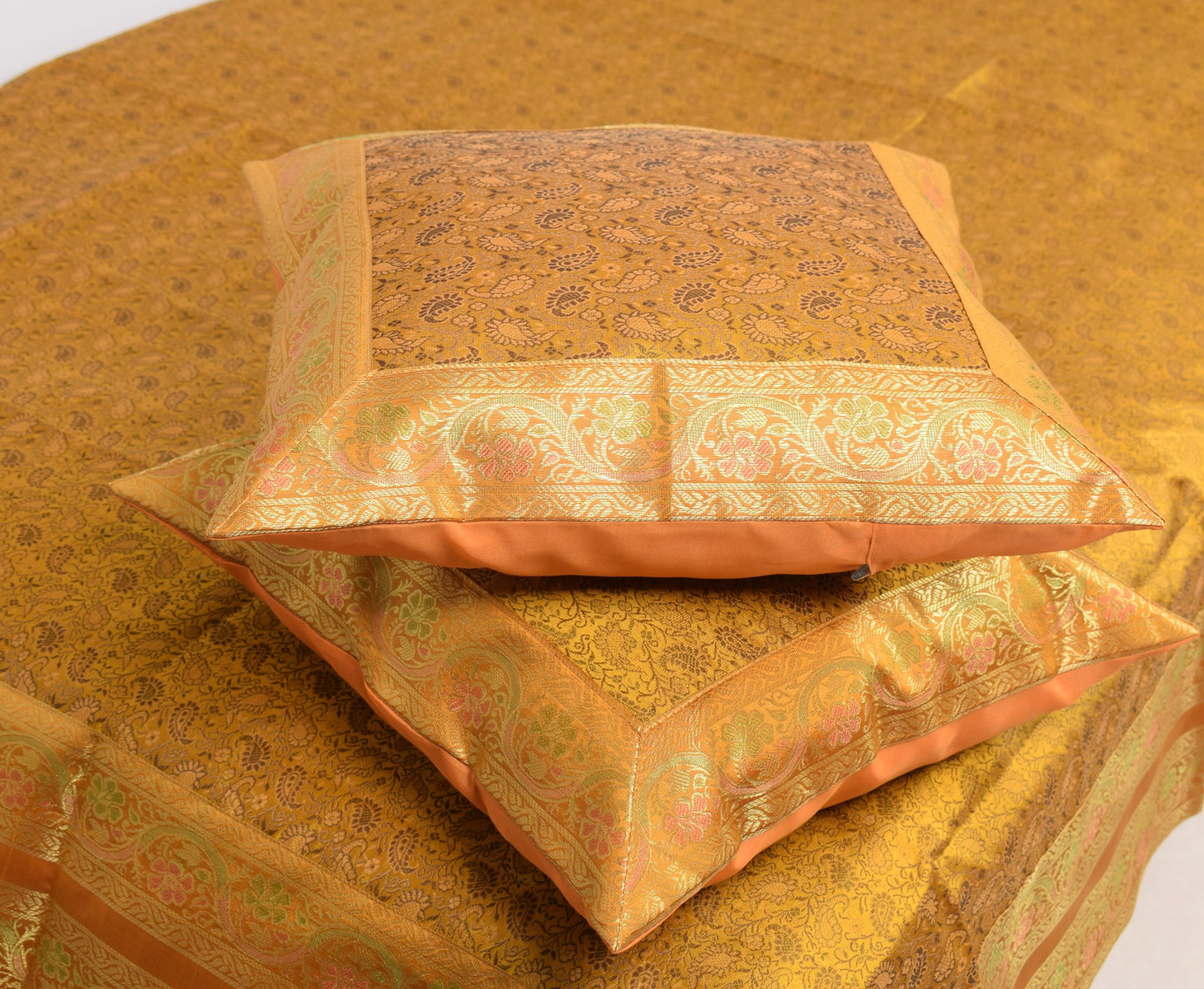 Regal Mustard Banarasi Diwan Set-Featuring Silk Fabric & Intricate Zari Brocade