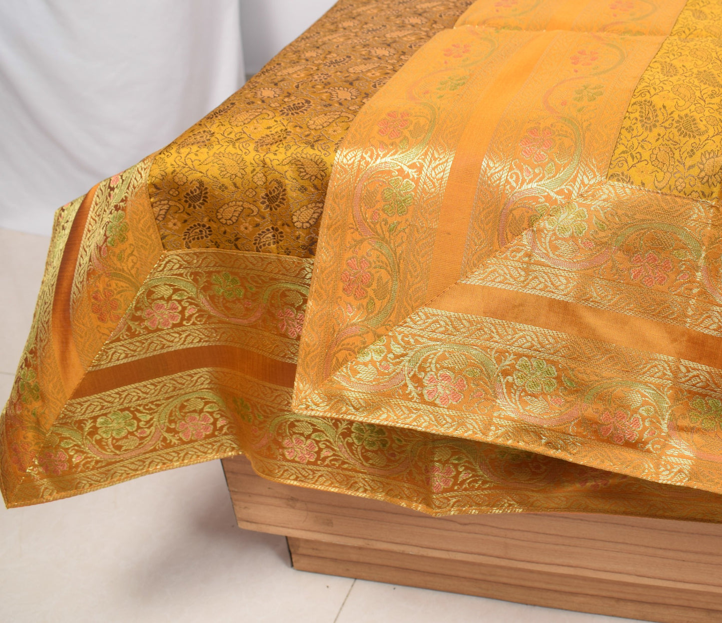 Regal Mustard Banarasi Diwan Set-Featuring Silk Fabric & Intricate Zari Brocade