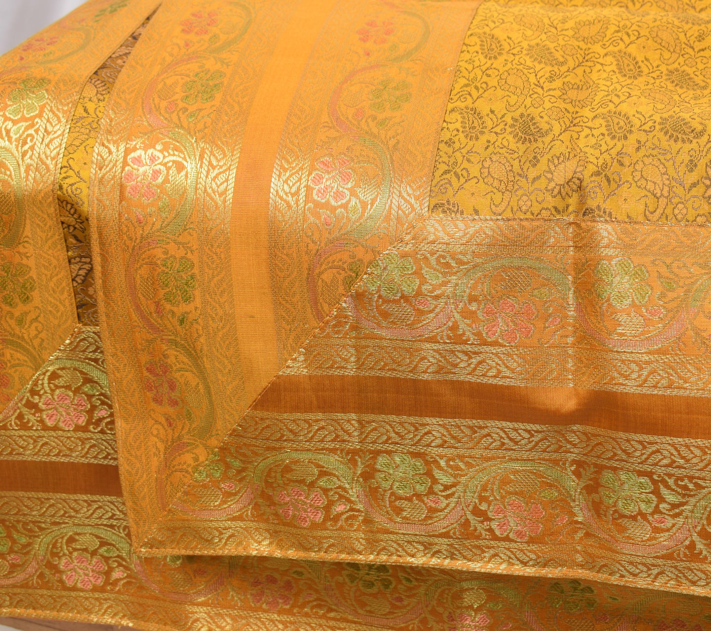 Regal Mustard Banarasi Diwan Set-Featuring Silk Fabric & Intricate Zari Brocade