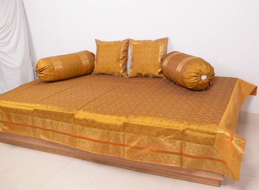 Regal Mustard Banarasi Diwan Set-Featuring Silk Fabric & Intricate Zari Brocade