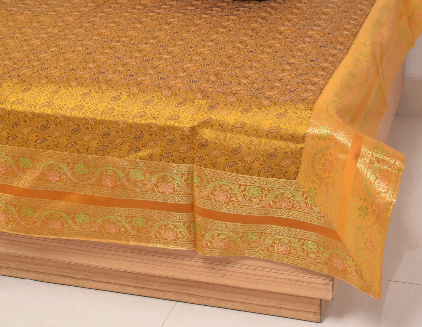 Regal Mustard Banarasi Diwan Set-Featuring Silk Fabric & Intricate Zari Brocade