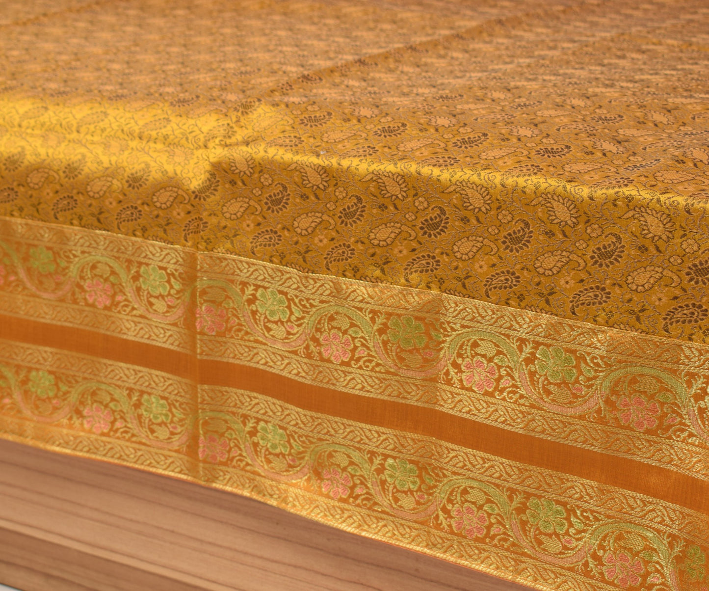 Regal Mustard Banarasi Diwan Set-Featuring Silk Fabric & Intricate Zari Brocade