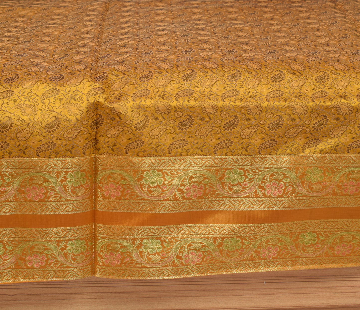 Regal Mustard Banarasi Diwan Set-Featuring Silk Fabric & Intricate Zari Brocade