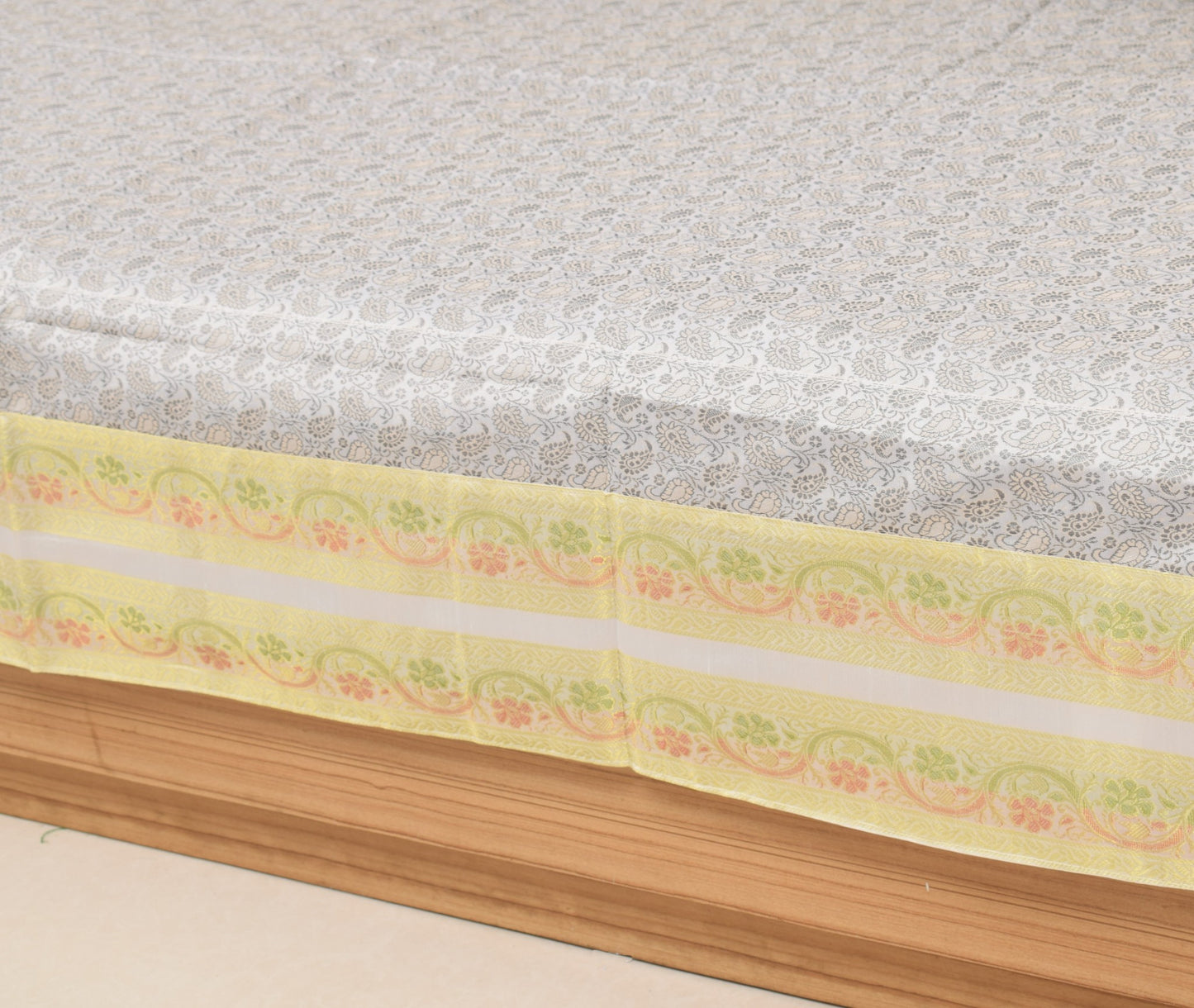 Banarasi Diwan Set– Charm in Silk Woven Zari Brocade Gray Cushion Bolster Cover