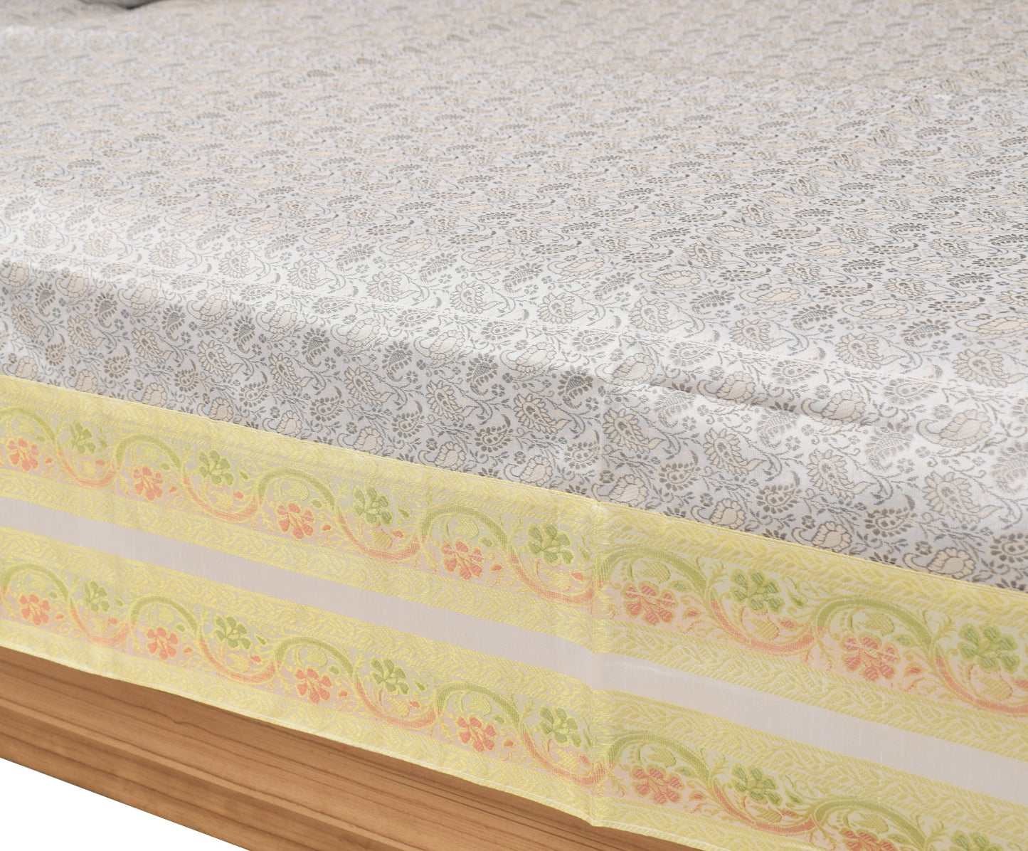Banarasi Diwan Set– Charm in Silk Woven Zari Brocade Gray Cushion Bolster Cover