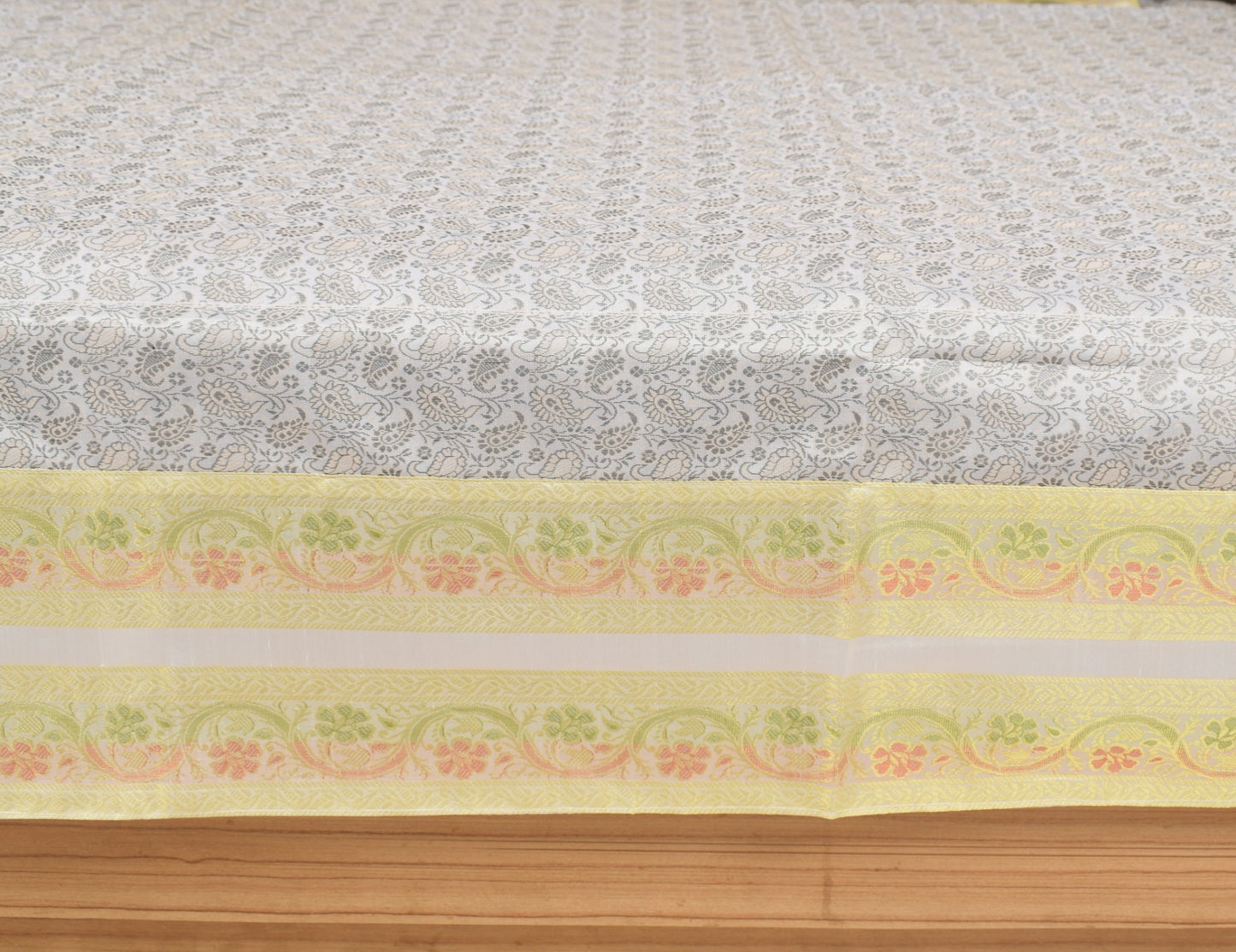 Banarasi Diwan Set– Charm in Silk Woven Zari Brocade Gray Cushion Bolster Cover