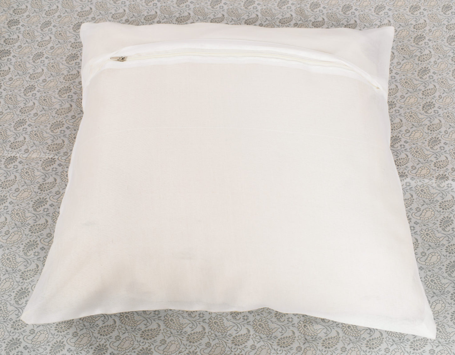 Banarasi Diwan Set– Charm in Silk Woven Zari Brocade Gray Cushion Bolster Cover