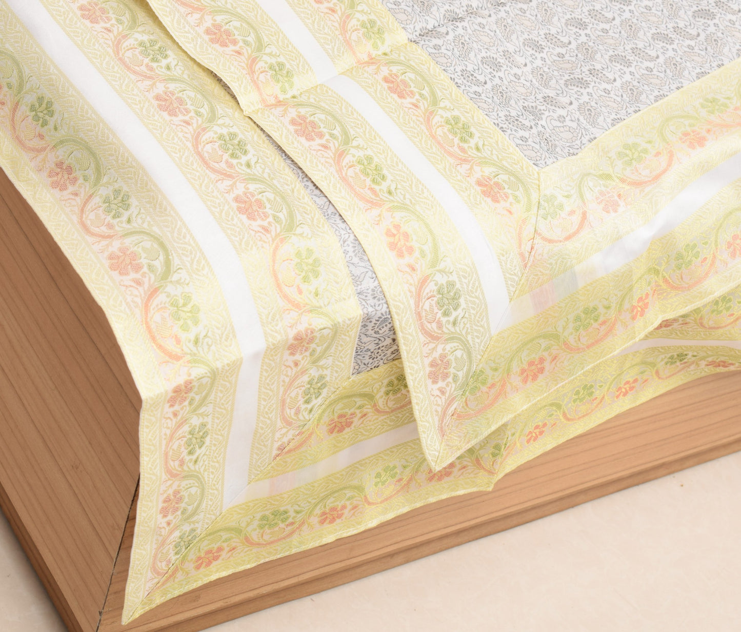 Banarasi Diwan Set– Charm in Silk Woven Zari Brocade Gray Cushion Bolster Cover