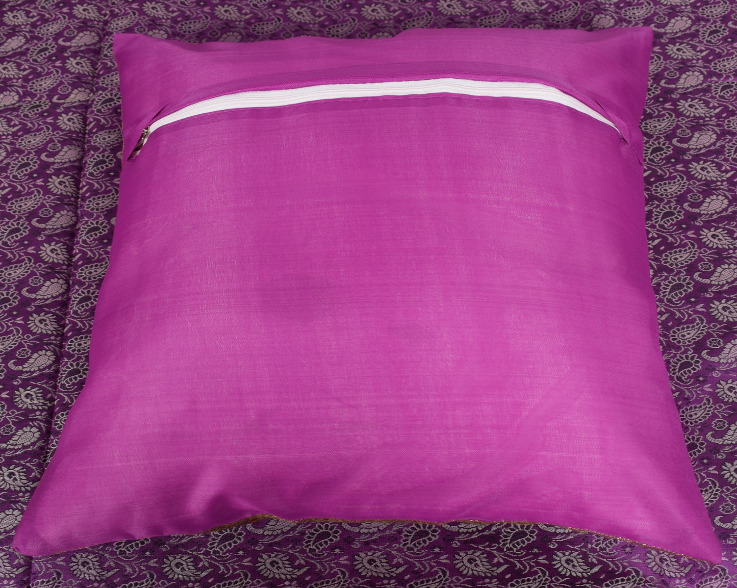 Regal Banarasi Purple Diwan Ensemble Silk & Zari Brocade Cushion & Bolster Cover