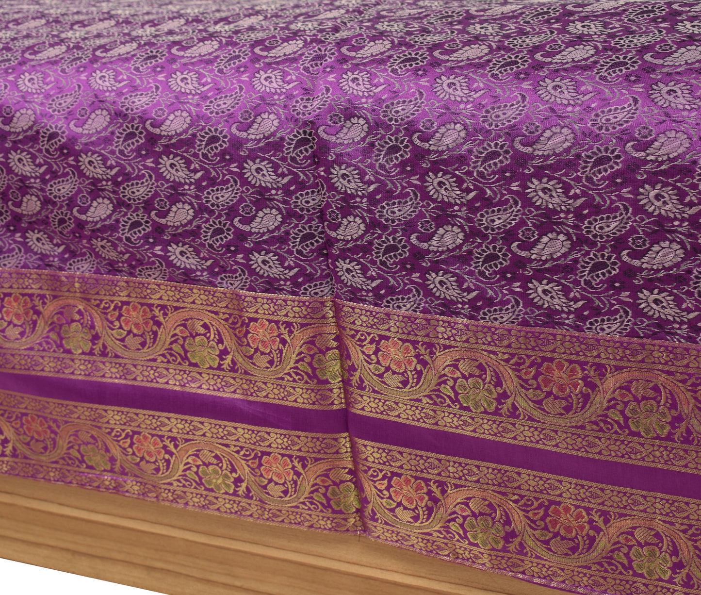 Regal Banarasi Purple Diwan Ensemble Silk & Zari Brocade Cushion & Bolster Cover