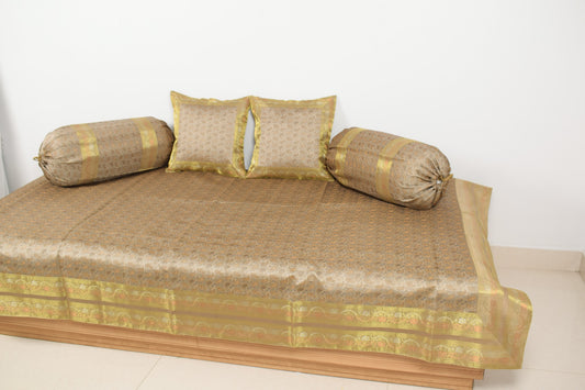 Banarasi Ethnic Diwan Set Cushion & Bolster Cover Silk & Woven Zari Brocade