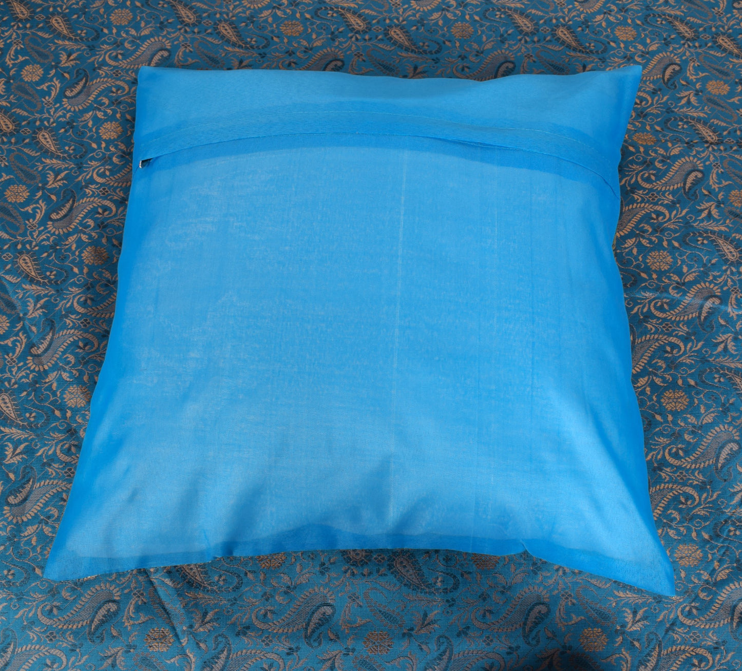 Turquoise Blue Banarasi Diwan Set Silk Zari Brocade Gift Cushion & Bolster Cover