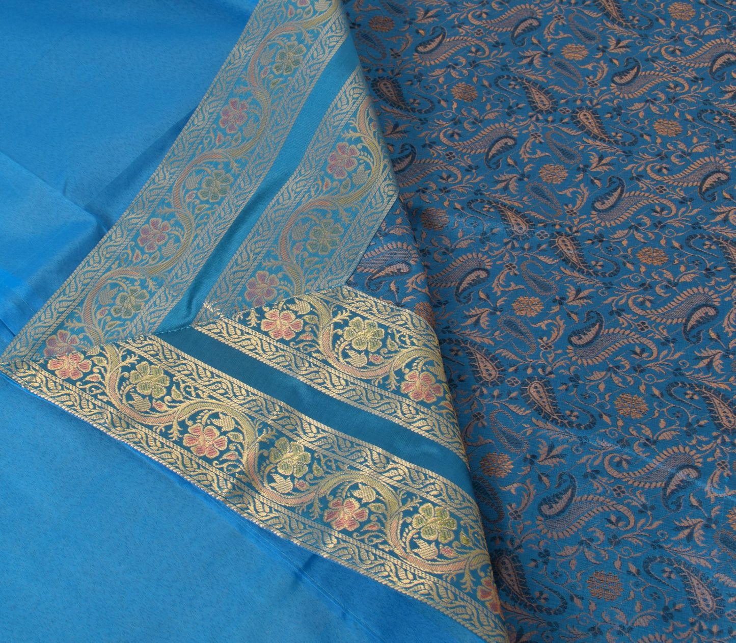Turquoise Blue Banarasi Diwan Set Silk Zari Brocade Gift Cushion & Bolster Cover