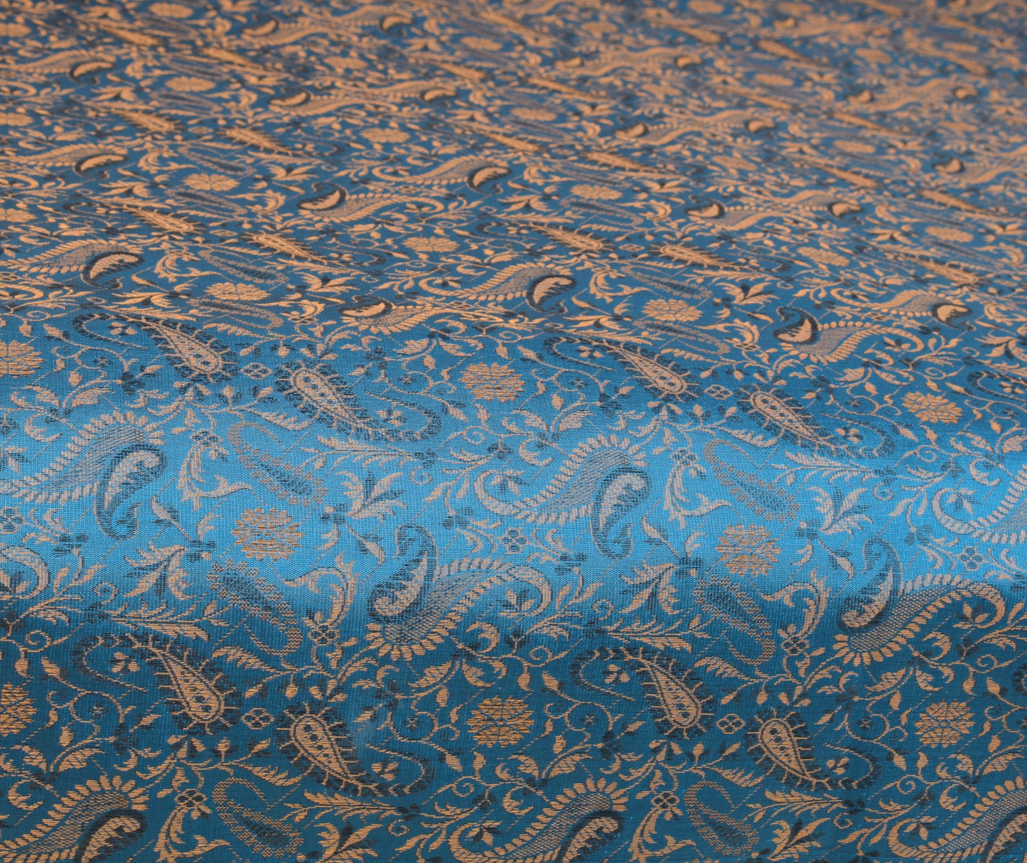 Turquoise Blue Banarasi Diwan Set Silk Zari Brocade Gift Cushion & Bolster Cover