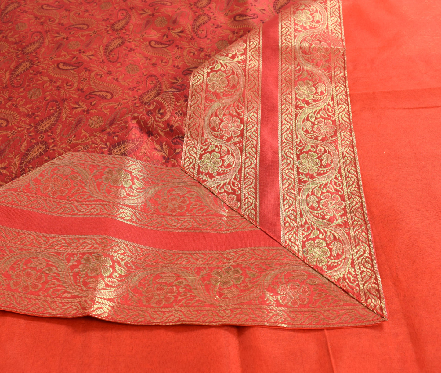 Red Banarasi Diwan Set– Silk Zari Brocade Indian Gift Cushions & Bolster Cover