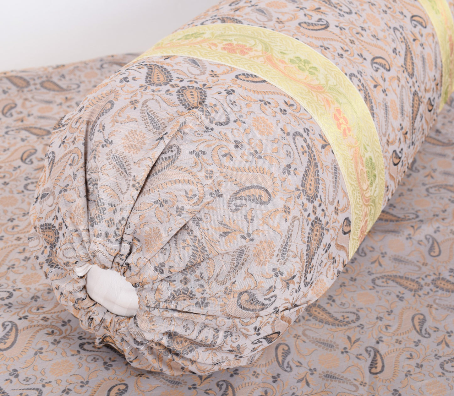 Off White Banarasi Diwan Set Silk Zari Brocade Indian Gift Cushion Bolster Cover