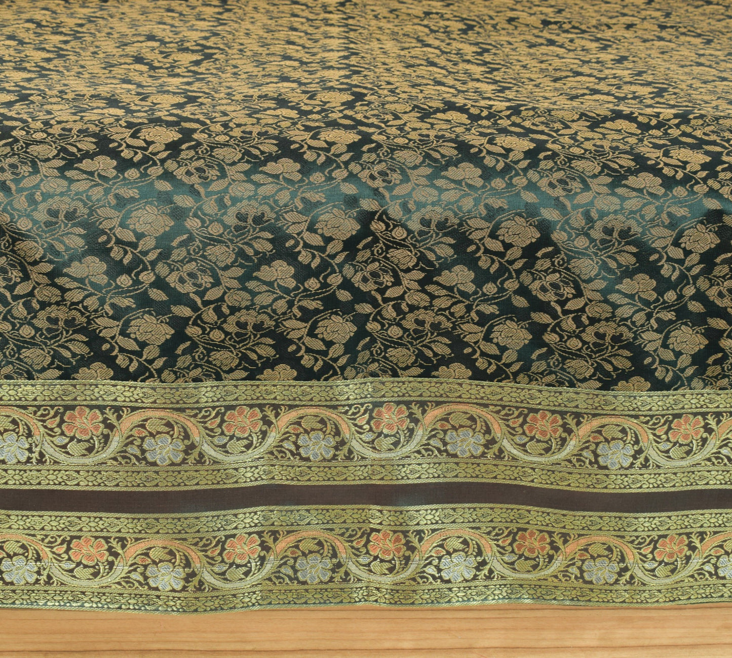 Banarasi Diwan Set Dark Green Silk Zari Brocade Indian Cushion & Bolster Cover