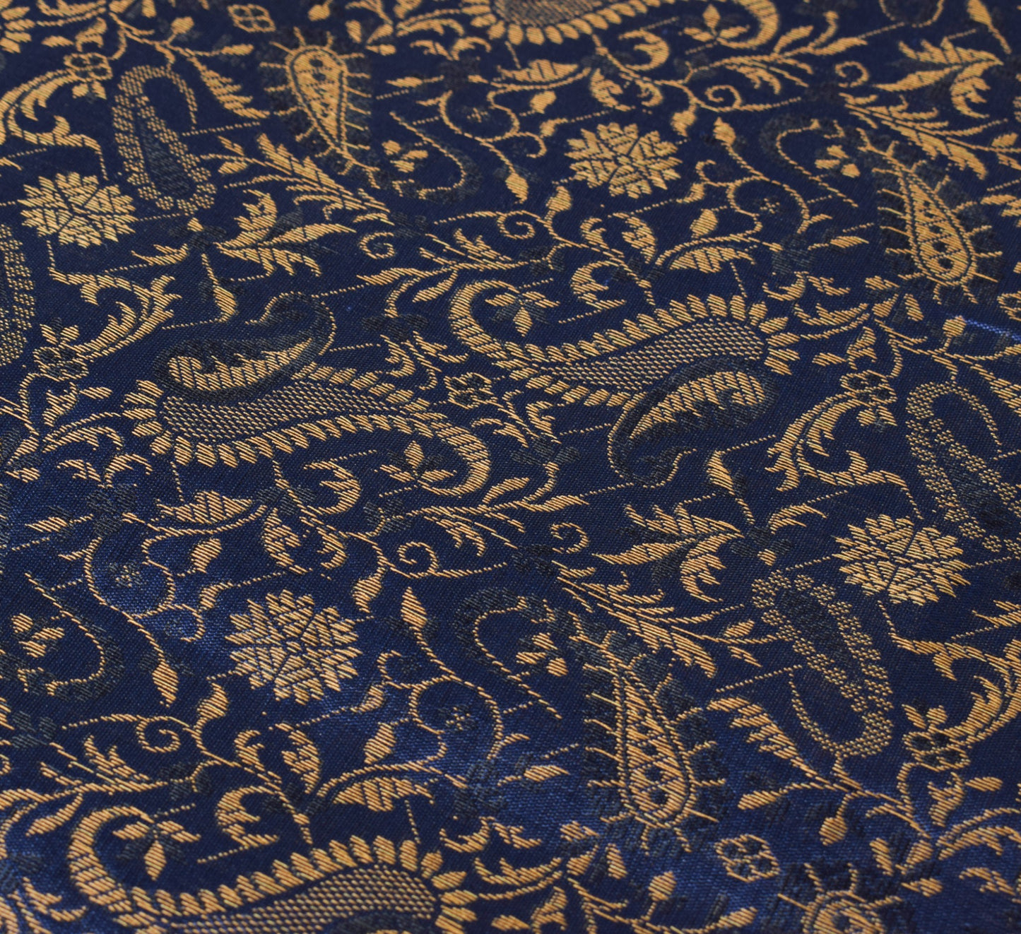 Dark Blue Diwan Set– Banarasi Silk Zari Brocade Indian Cushions & Bolster Cover