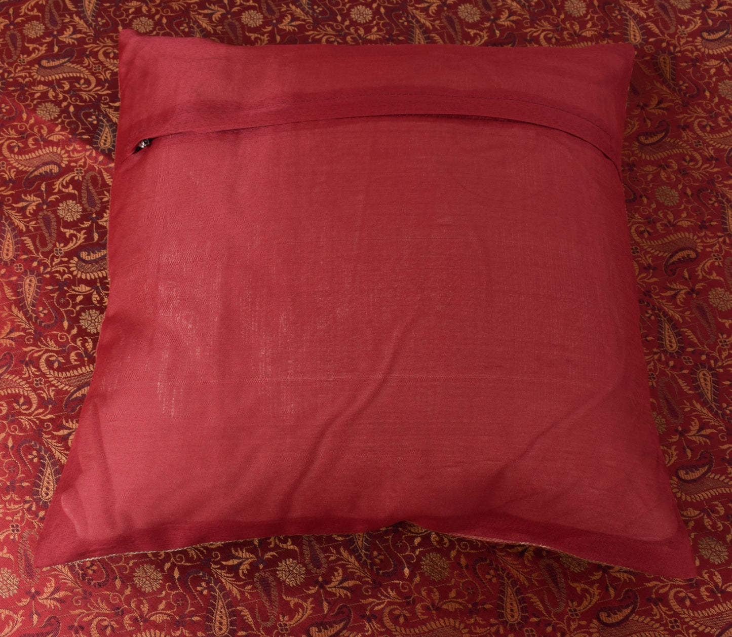 Maroon 5P Diwan Set– Banarasi Silk Zari Brocade Indian Cushions & Bolster Cover