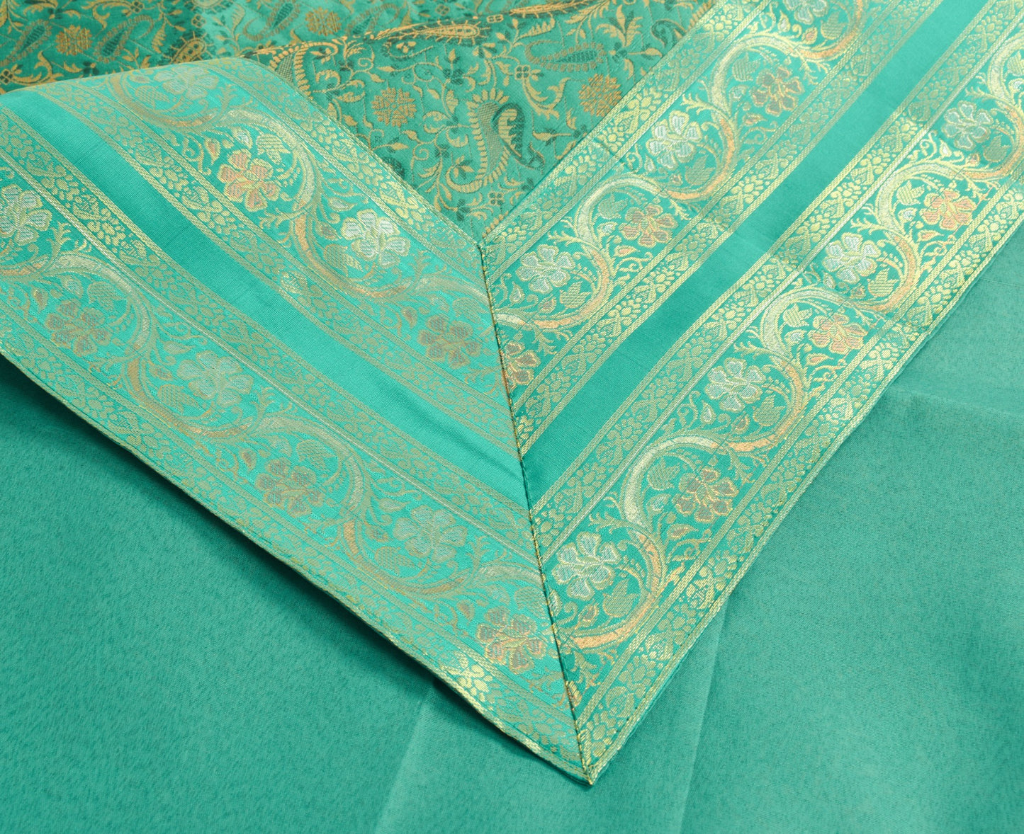 Teal Green Banarasi Diwan Set– Silk Zari Brocade Indian Cushions & Bolster Cover