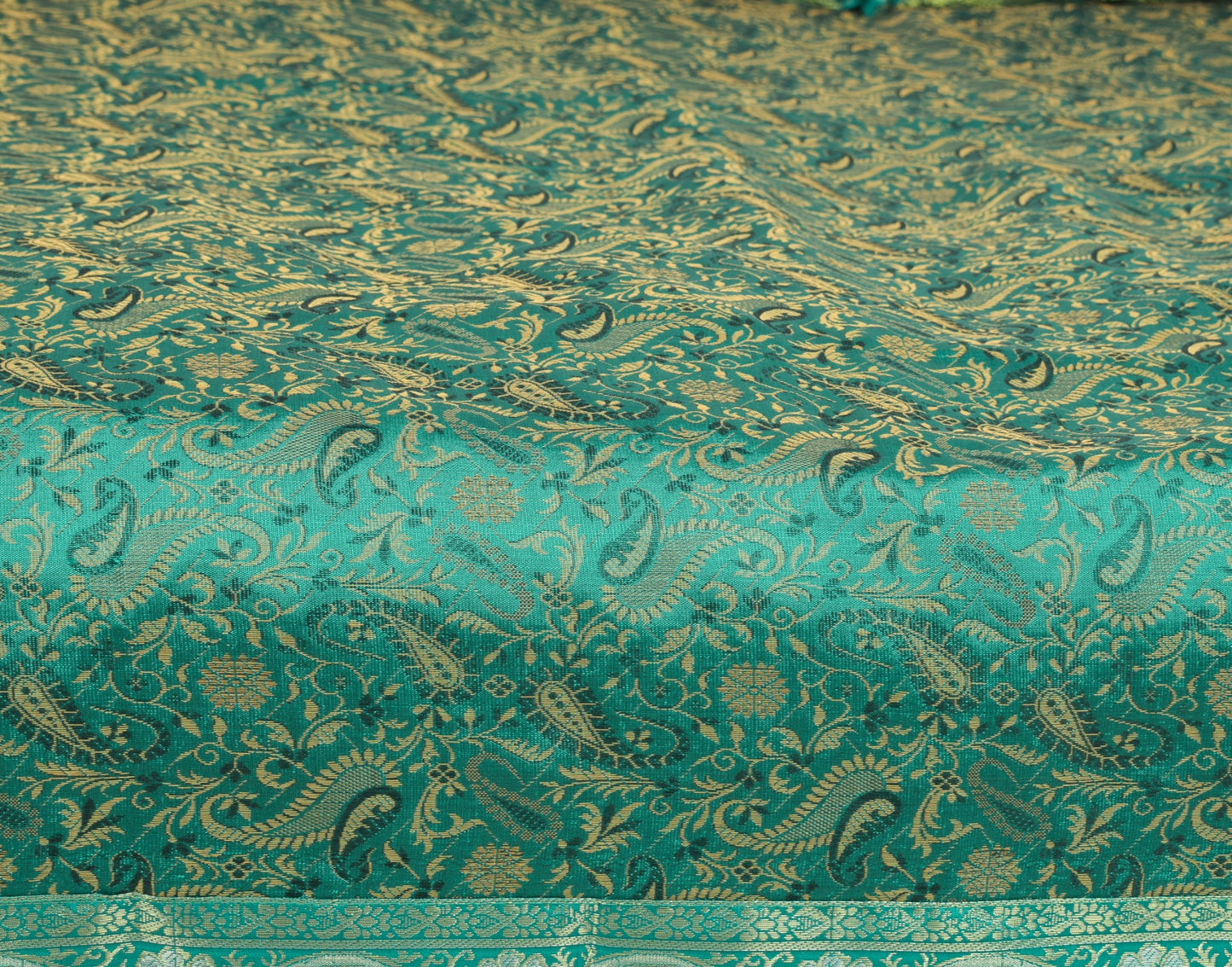 Teal Green Banarasi Diwan Set– Silk Zari Brocade Indian Cushions & Bolster Cover