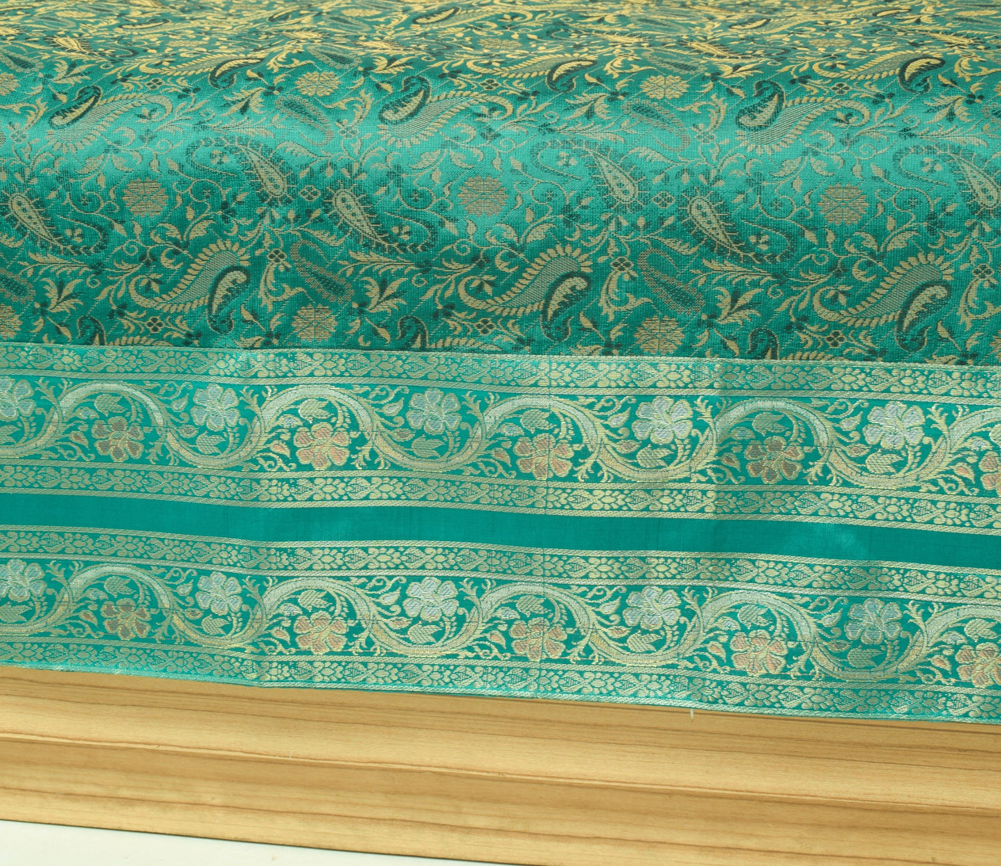 Teal Green Banarasi Diwan Set– Silk Zari Brocade Indian Cushions & Bolster Cover