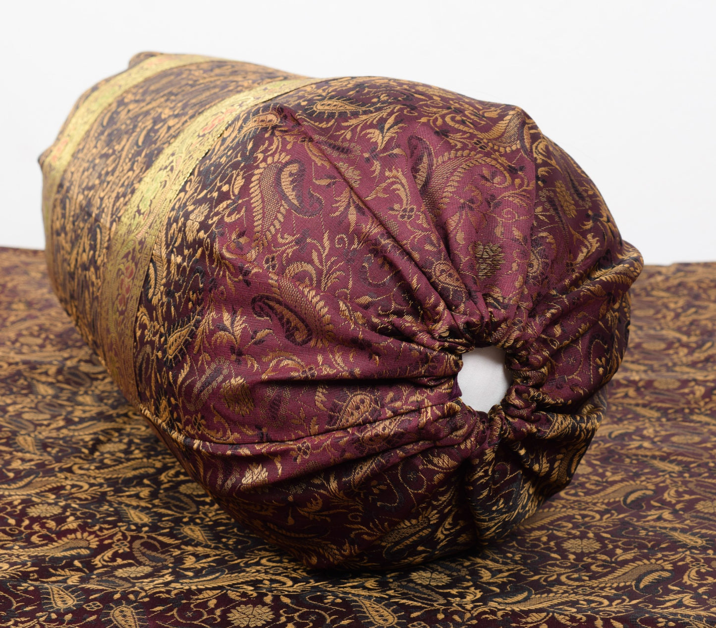 Wine Grace Diwan Set– Banarasi Silk Zari Brocade Indian Cushions & Bolster Cover