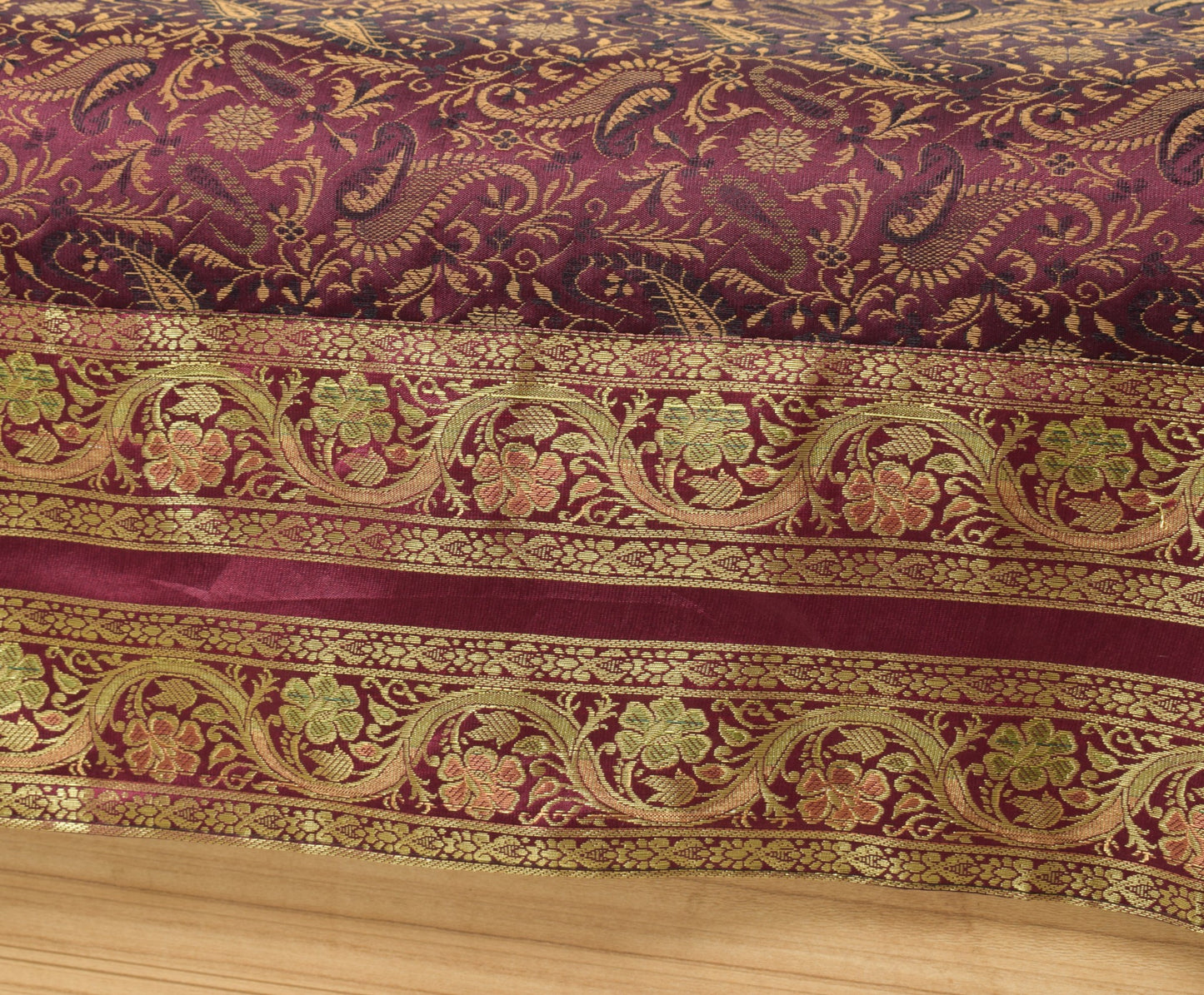 Wine Grace Diwan Set– Banarasi Silk Zari Brocade Indian Cushions & Bolster Cover