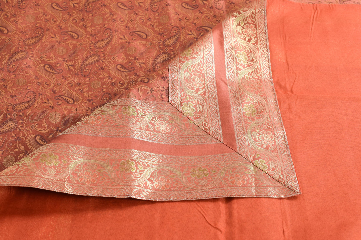 Brown Grace Diwan Set Banarasi Silk Zari Brocade Indian Cushions & Bolster Cover