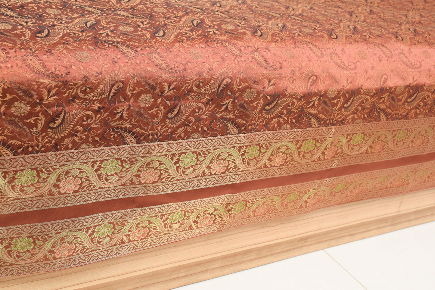 Brown Grace Diwan Set Banarasi Silk Zari Brocade Indian Cushions & Bolster Cover