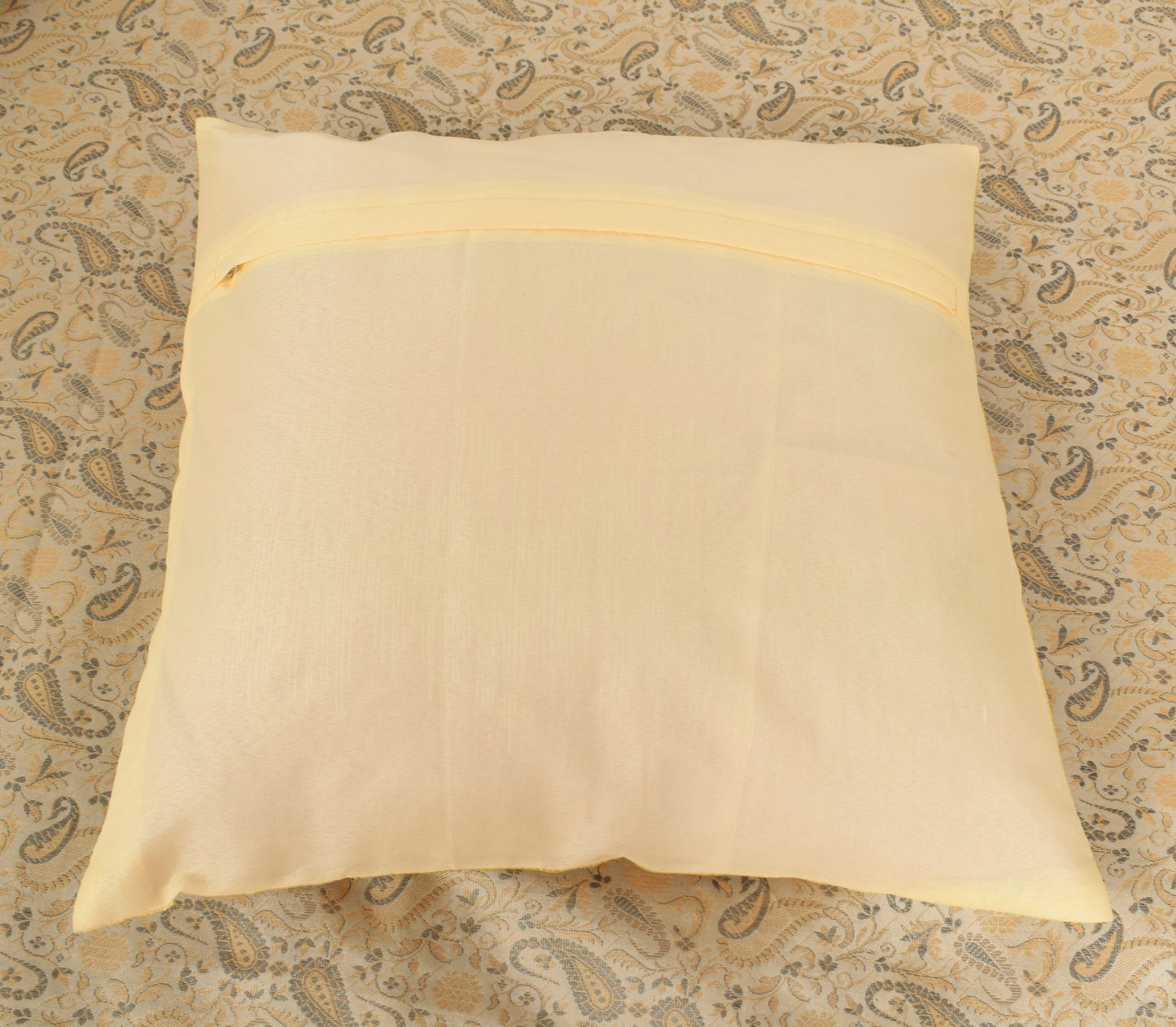 Beige Banarasi Diwan Set Silk Zari Brocade Indian Gift Cushion & Bolster Cover